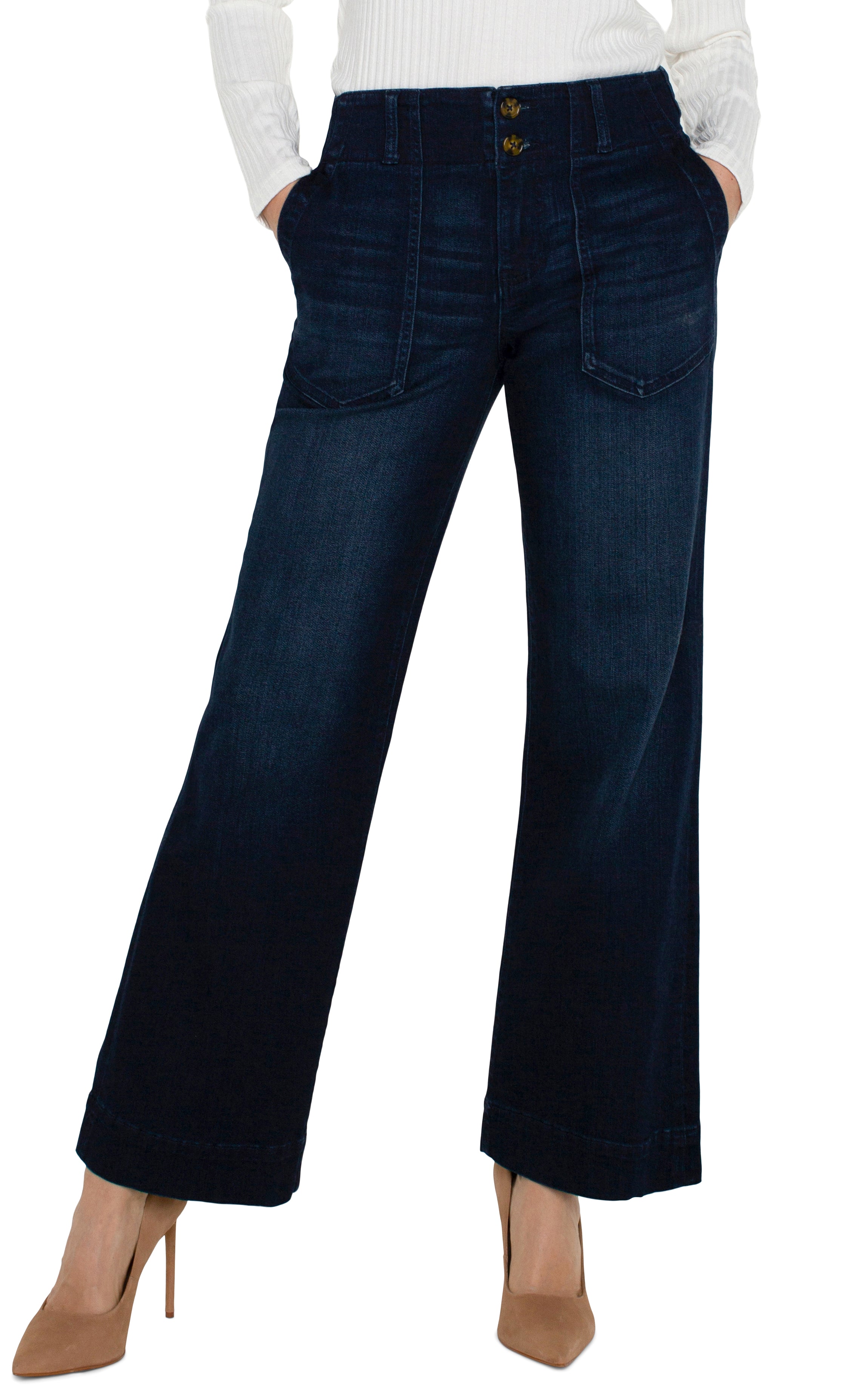 Patch Pocket Wide Leg Denim