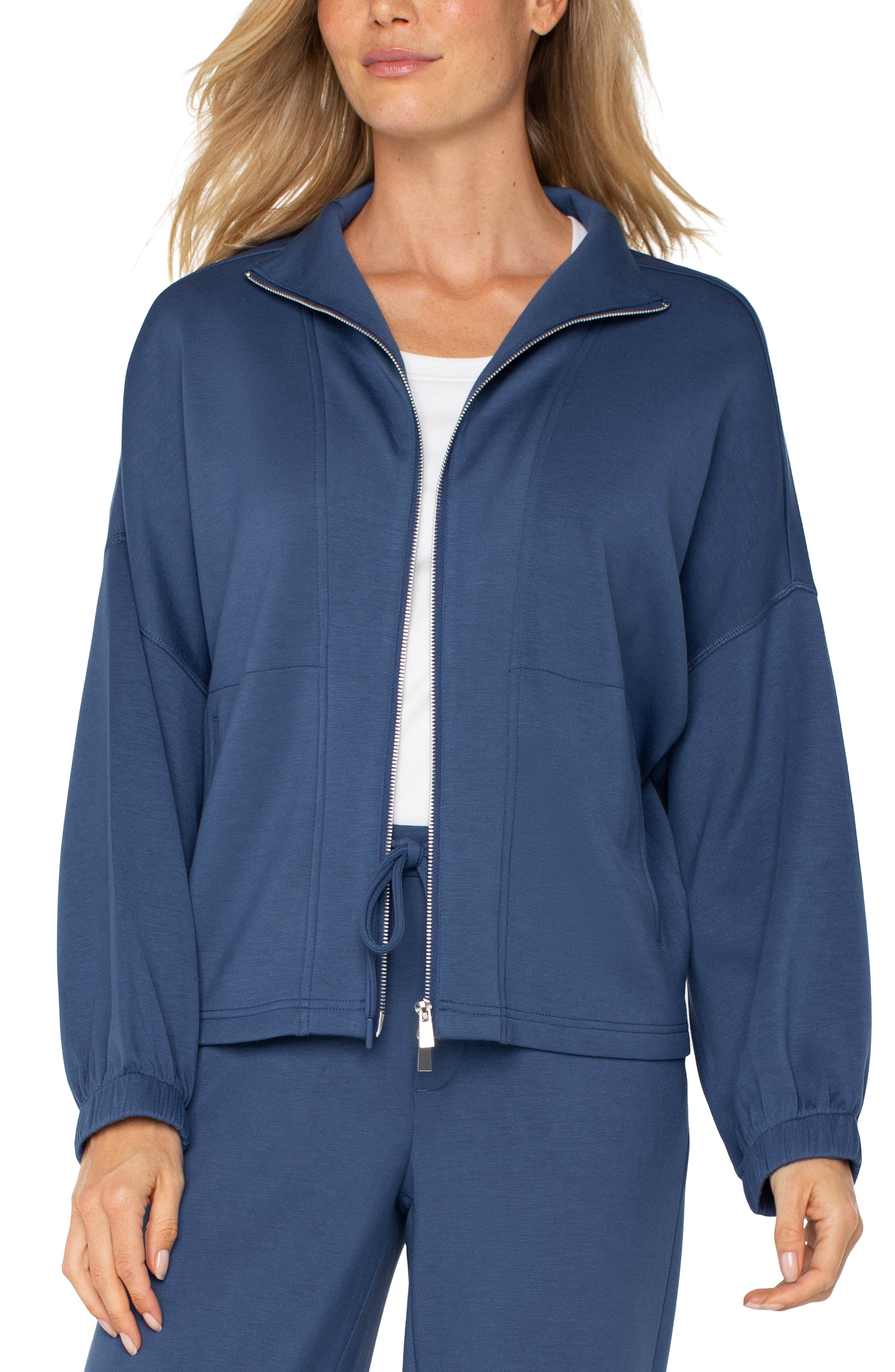 Zip Up Funnel Neck Jacket- prussian blue