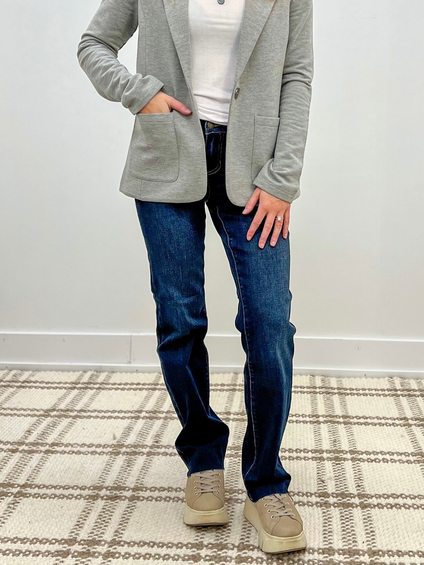 Mainstream Boutique Stillwater Cut Hem Straight Denim