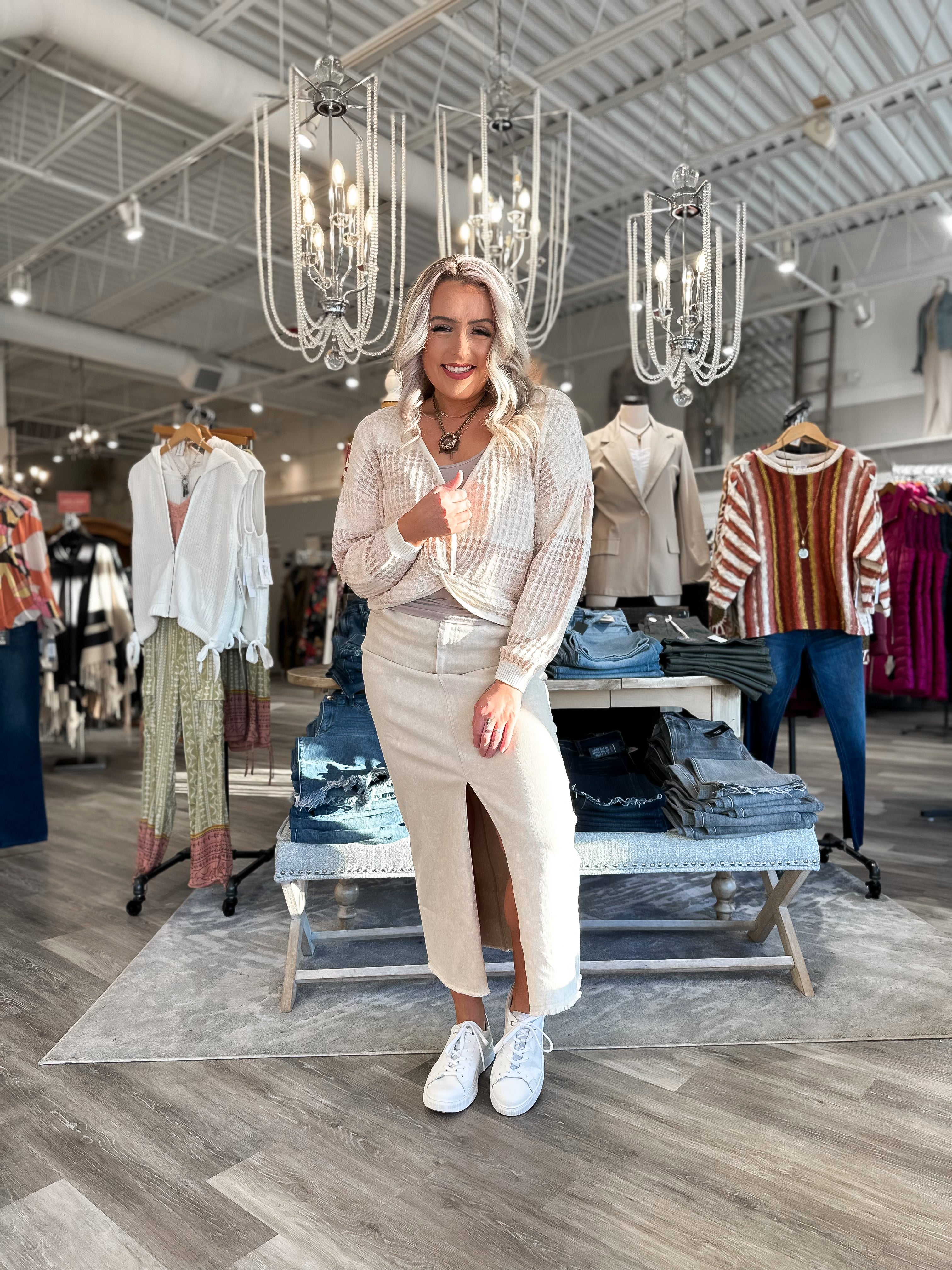 Mainstream Boutique Stillwater Women's Popover Knot Cardigan