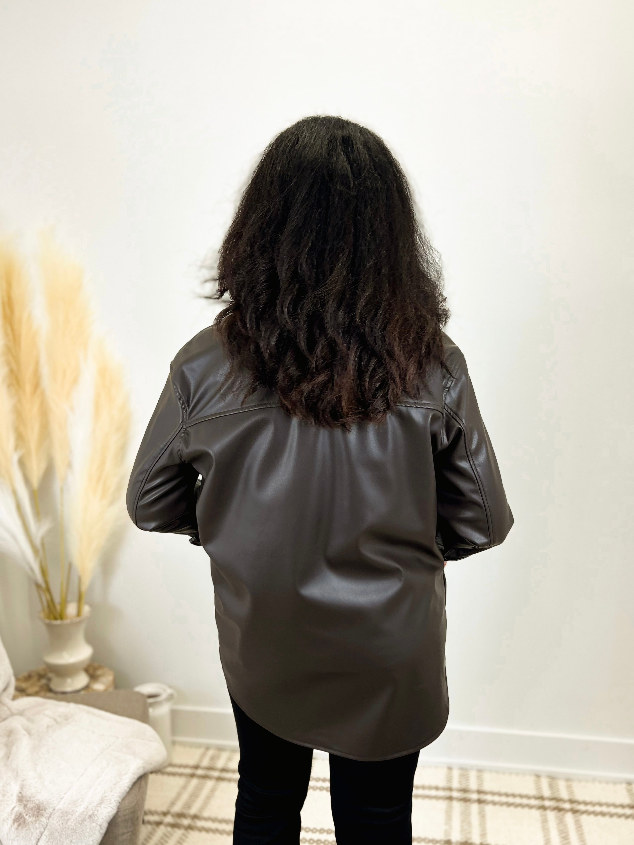 Mainstream Boutique Stillwater Rich Faux Leather Shacket