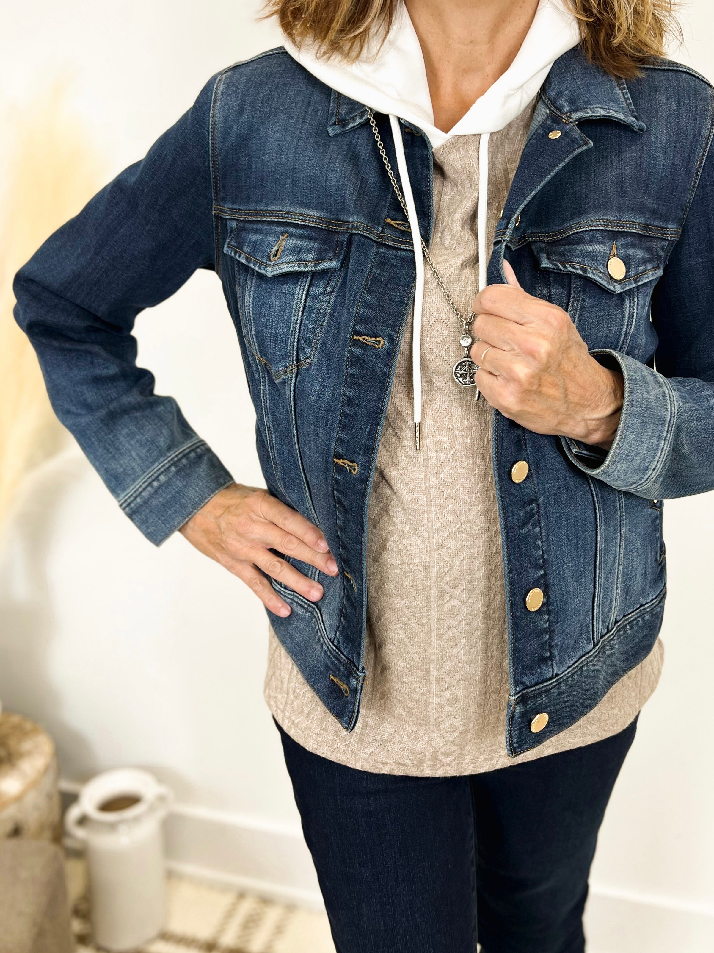 Mainstream Boutique Stillwater, Classic Jean Jacket with Light Distressing