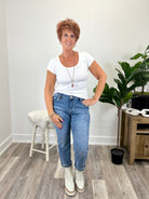 Mainstream Boutique Stillwater Crop Straight Distressed Denim