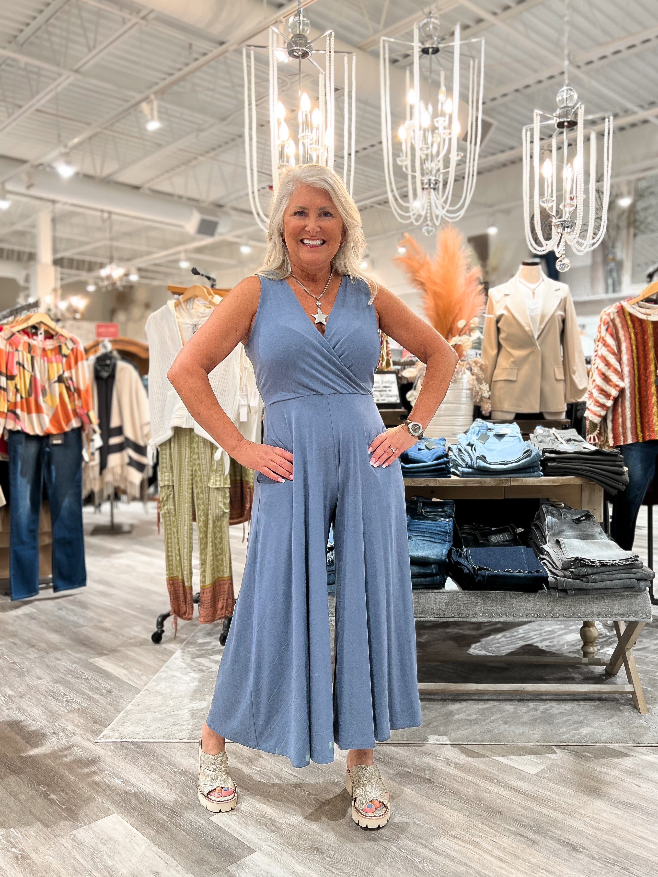 Mainstream Boutique Stillwater Women's Stretch Crossover Jumpsuit with Pockets