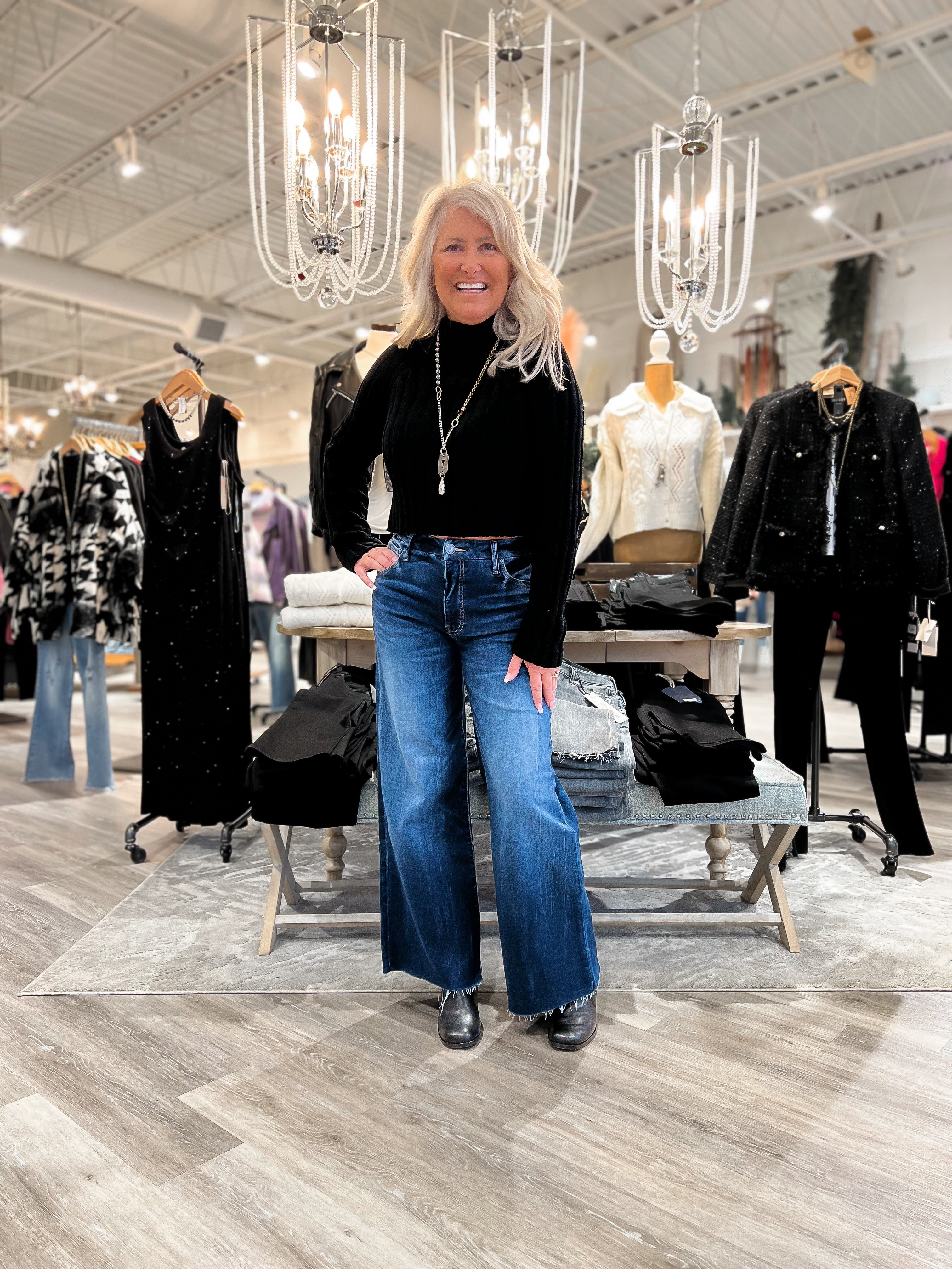 Mainstream Boutique Stillwater Chenille Cropped Mock Neck Sweater