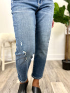 Mainstream Boutique Stillwater Crop Straight Distressed Denim