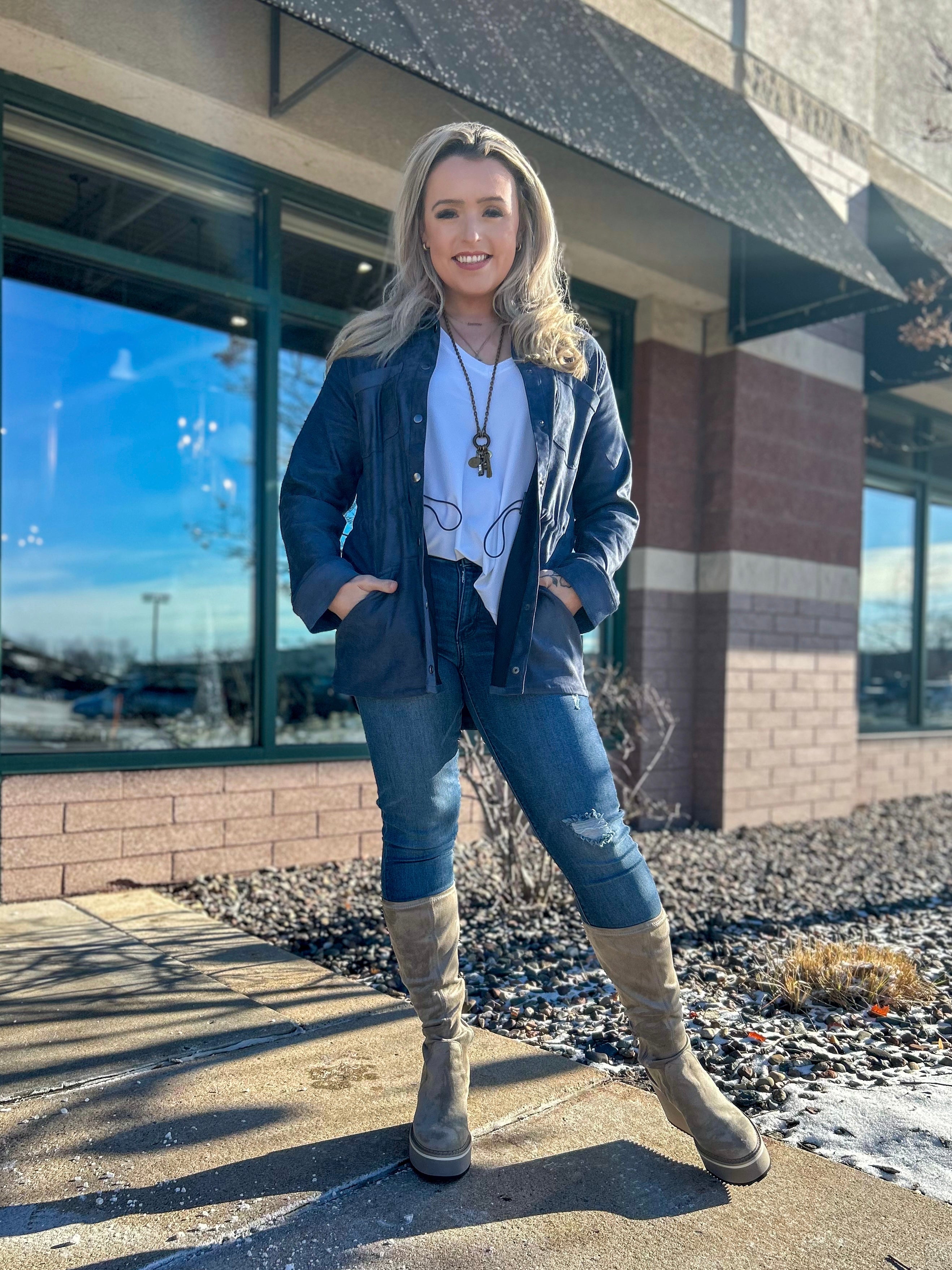Mainstream Boutique Stillwater Suede Drawstring Jacket