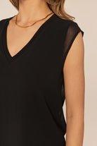 Barbie Chiffon V-Neck Tank- Black