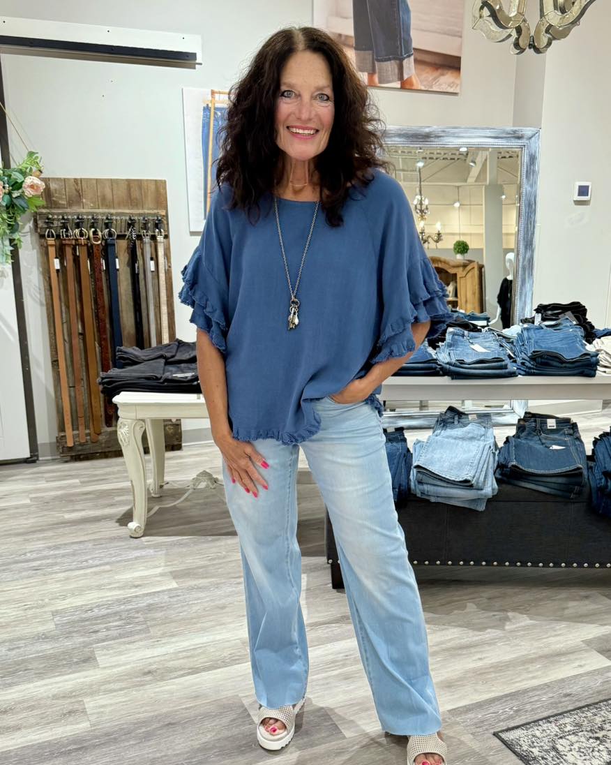 Layered Ruffle s/s frayed hem Umgee