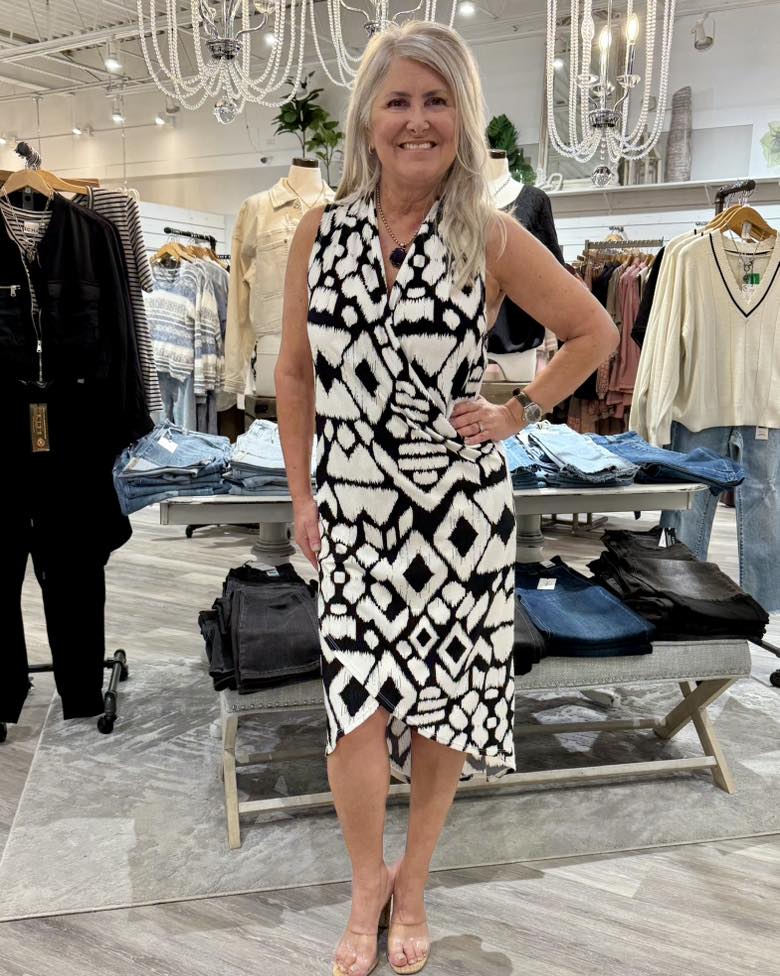 Clara Sun Woo Pleated Print Crossover Tulip Hem