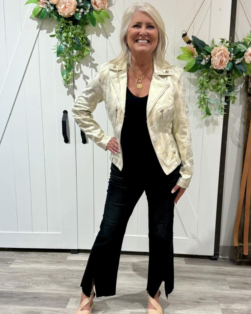 Metallic Vegan Jacket- Gold