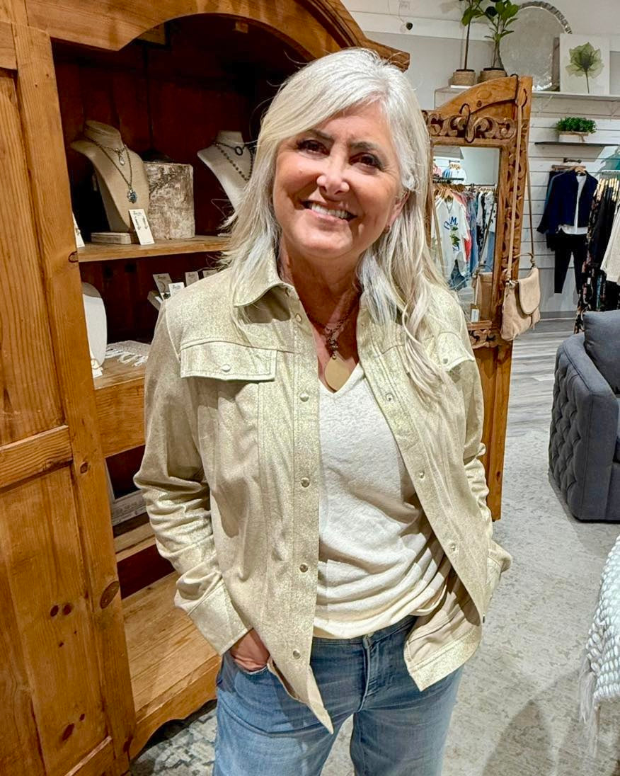 Metallic Short Shacket-Gold