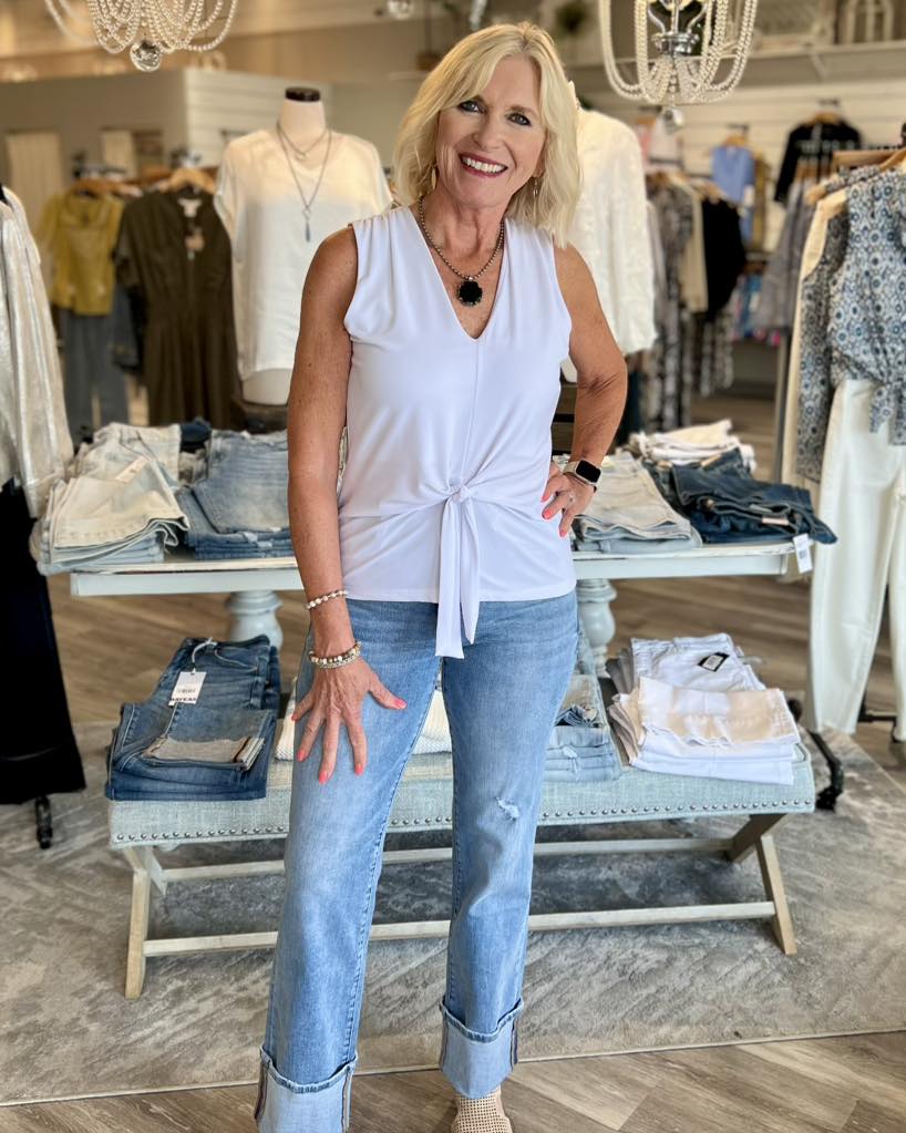 Clara Sun Woo Front Tie v neck top- white