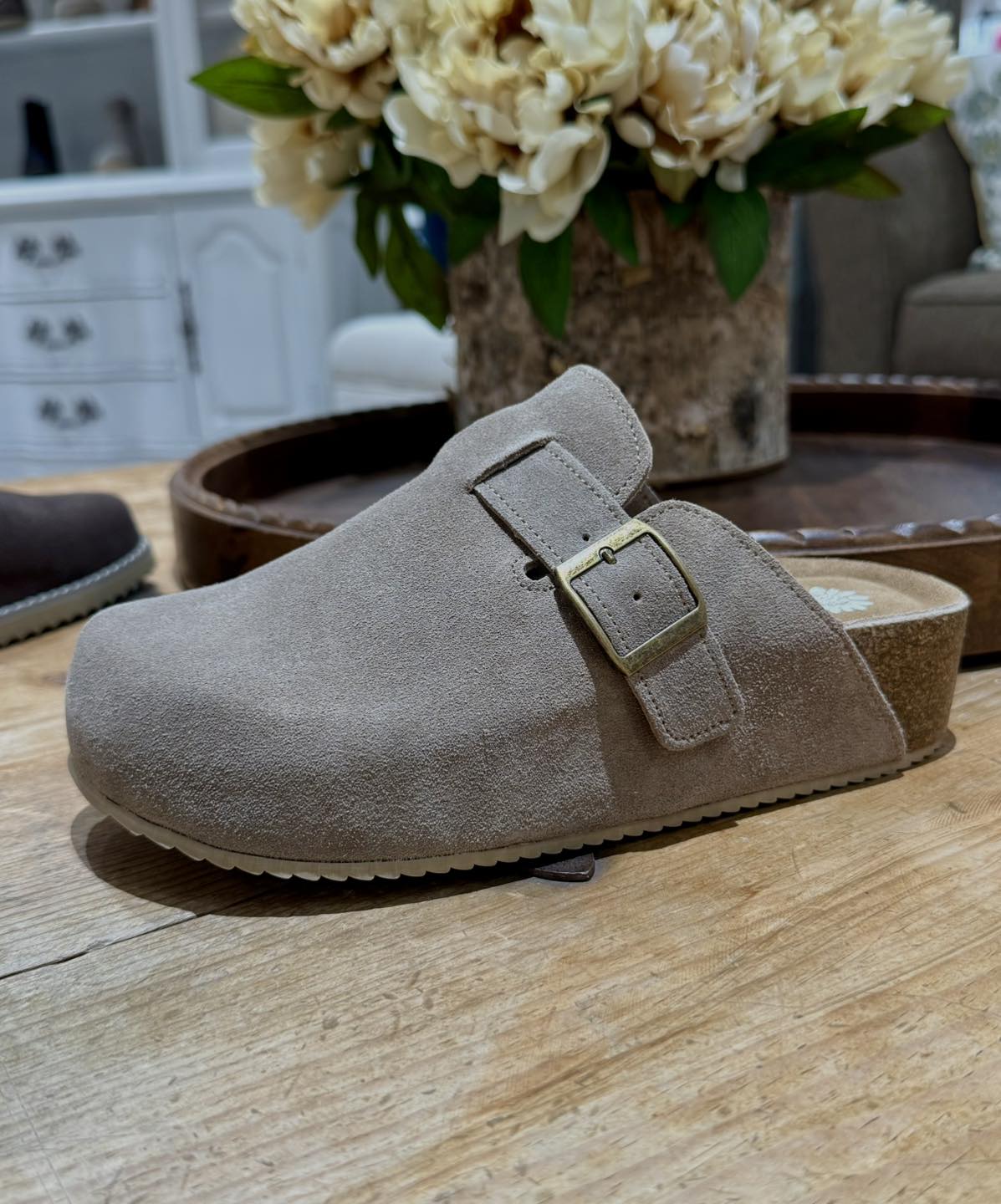 Maire Flatform Clog Genuine Leather- taupe