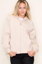 Oversized Zip Up Sweater Jacket with Hood and Pockets
