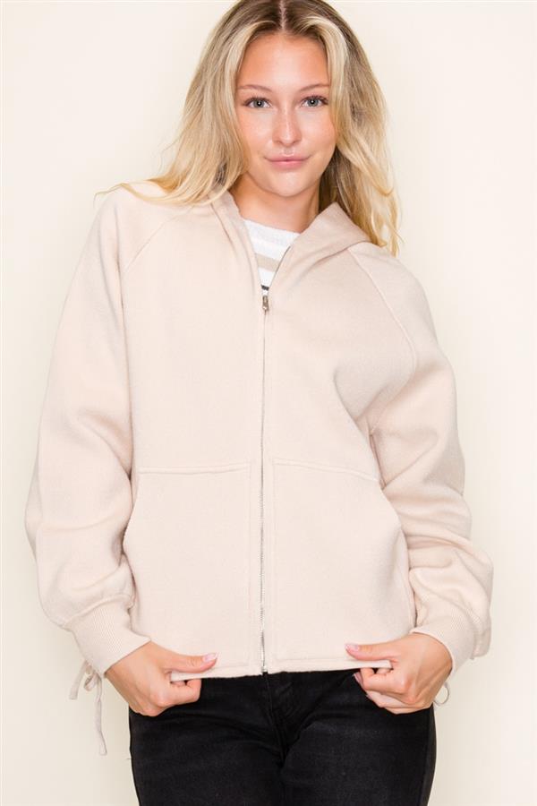 Oversized Zip Up Sweater Jacket with Hood and Pockets