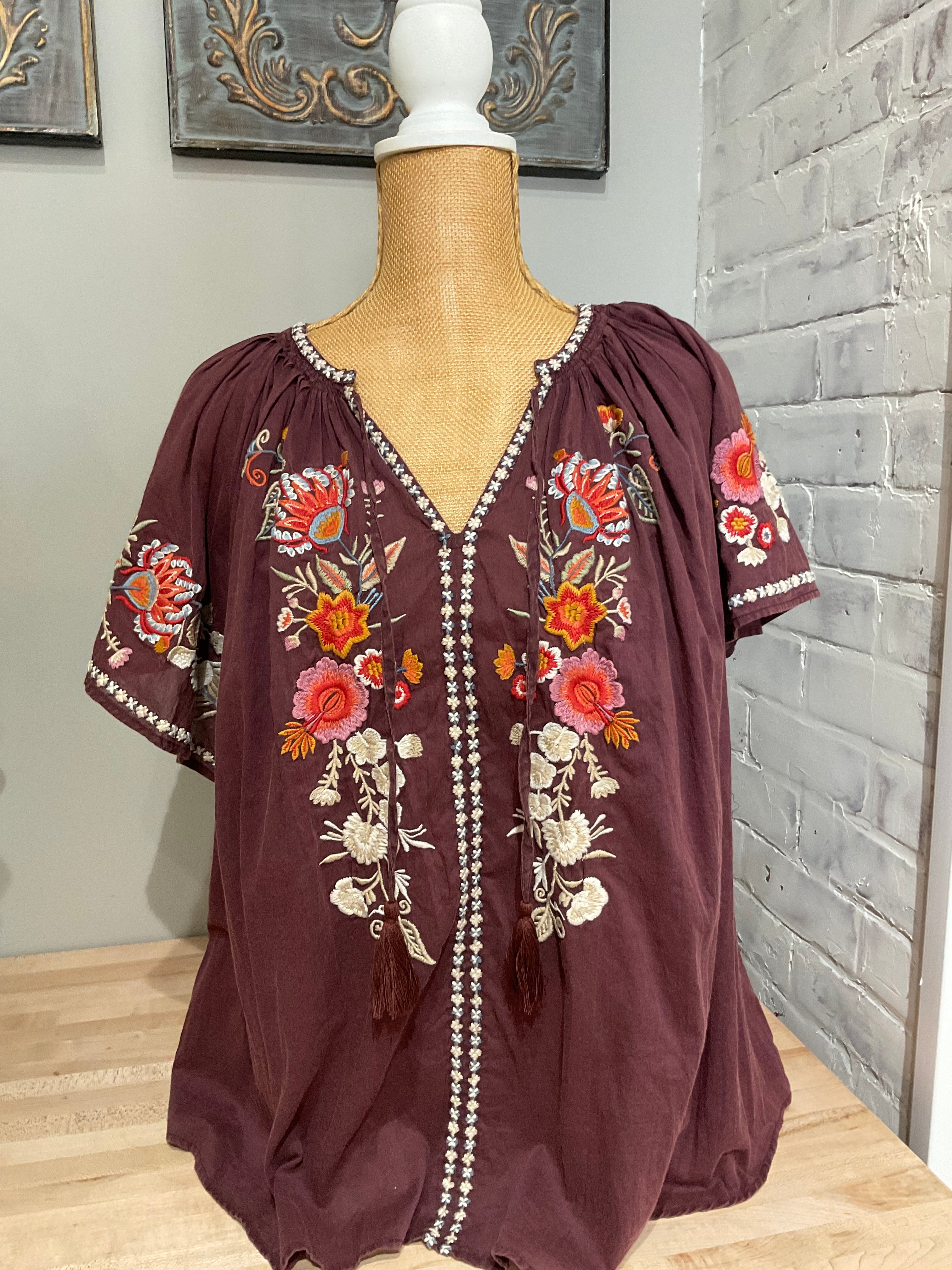 Caite & Kyla Oxblood Kiora Blouse