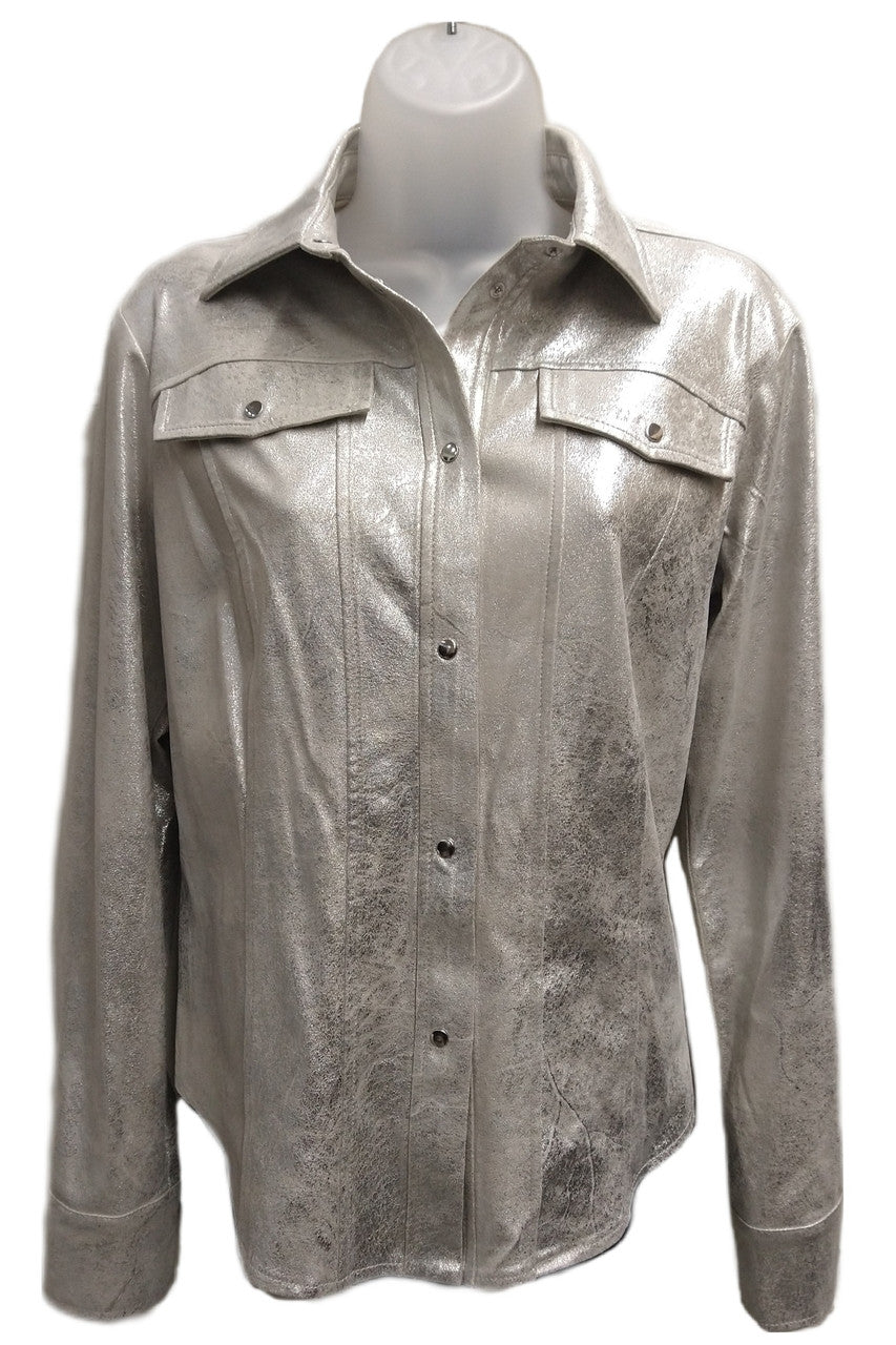 Metallic Short Shacket- Silver
