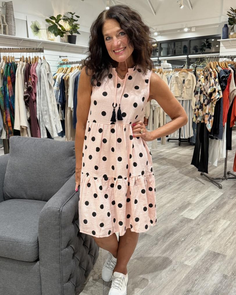 BLUSH Cotton Polka Dot Tiered Dress