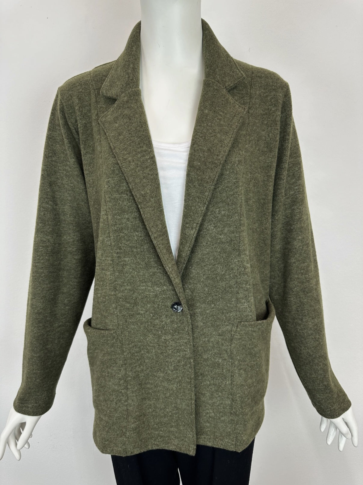Brushed Front Pocket Jacket- olive