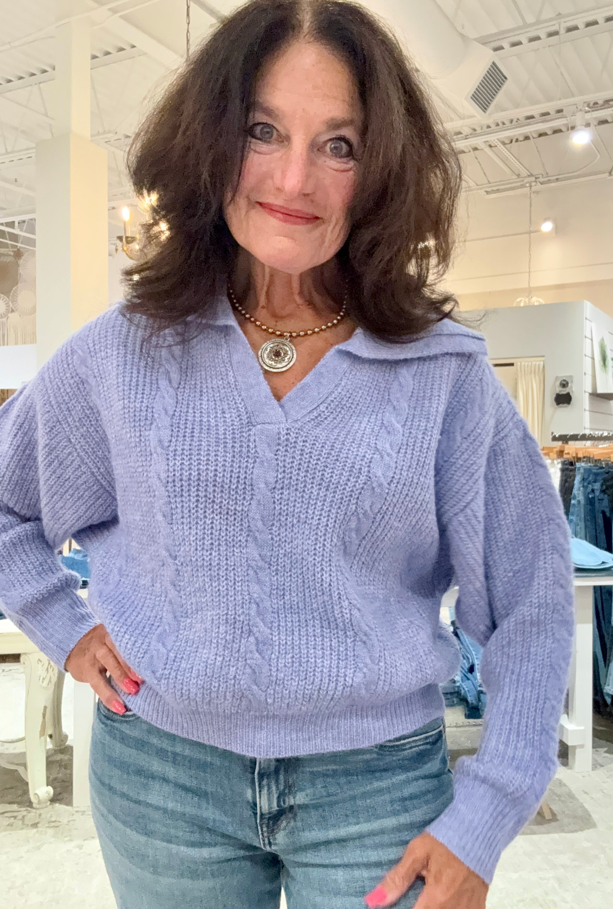 Pullover V-Neck Knit Sweater