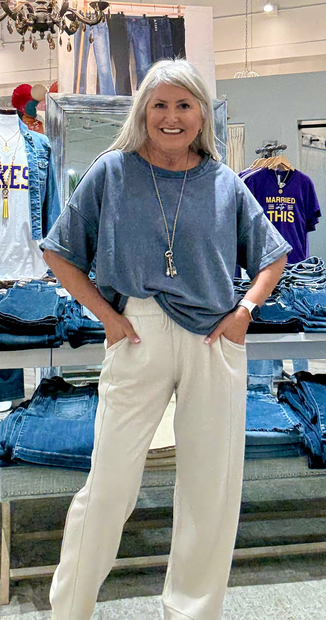 Boxy Mineral Washed Round Neck Top