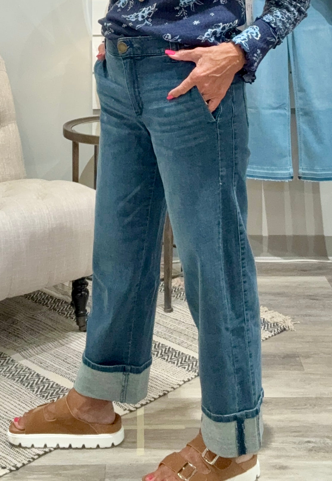 High Rise Boyfriend with Fixed Cuff Denim