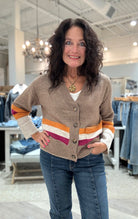 Long Sleeve Striped Sweater Cardigan with Pockets