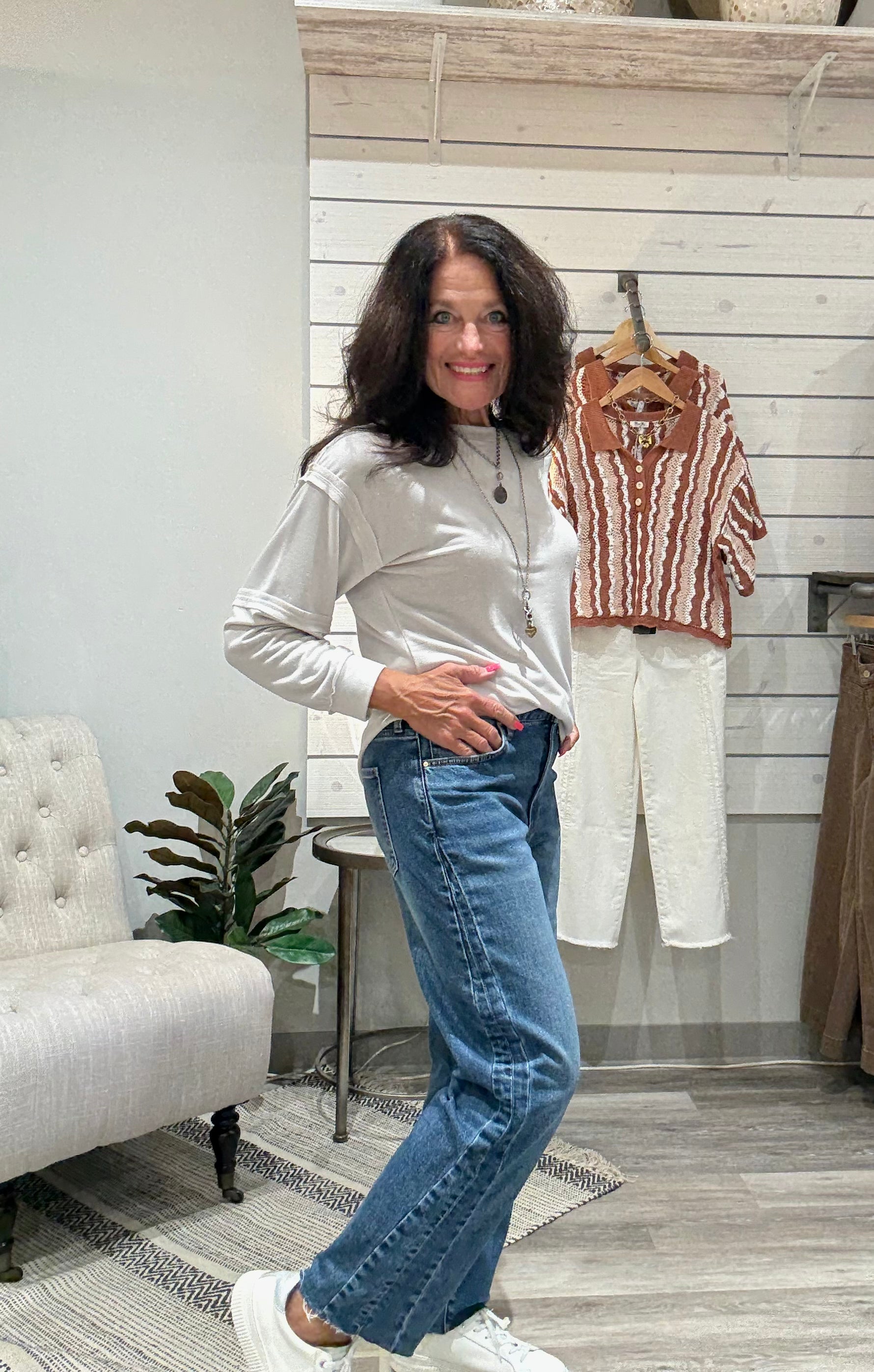 ASHLEY HIGH RISE SLOUCHY BARREL WITH SIDE INSETS