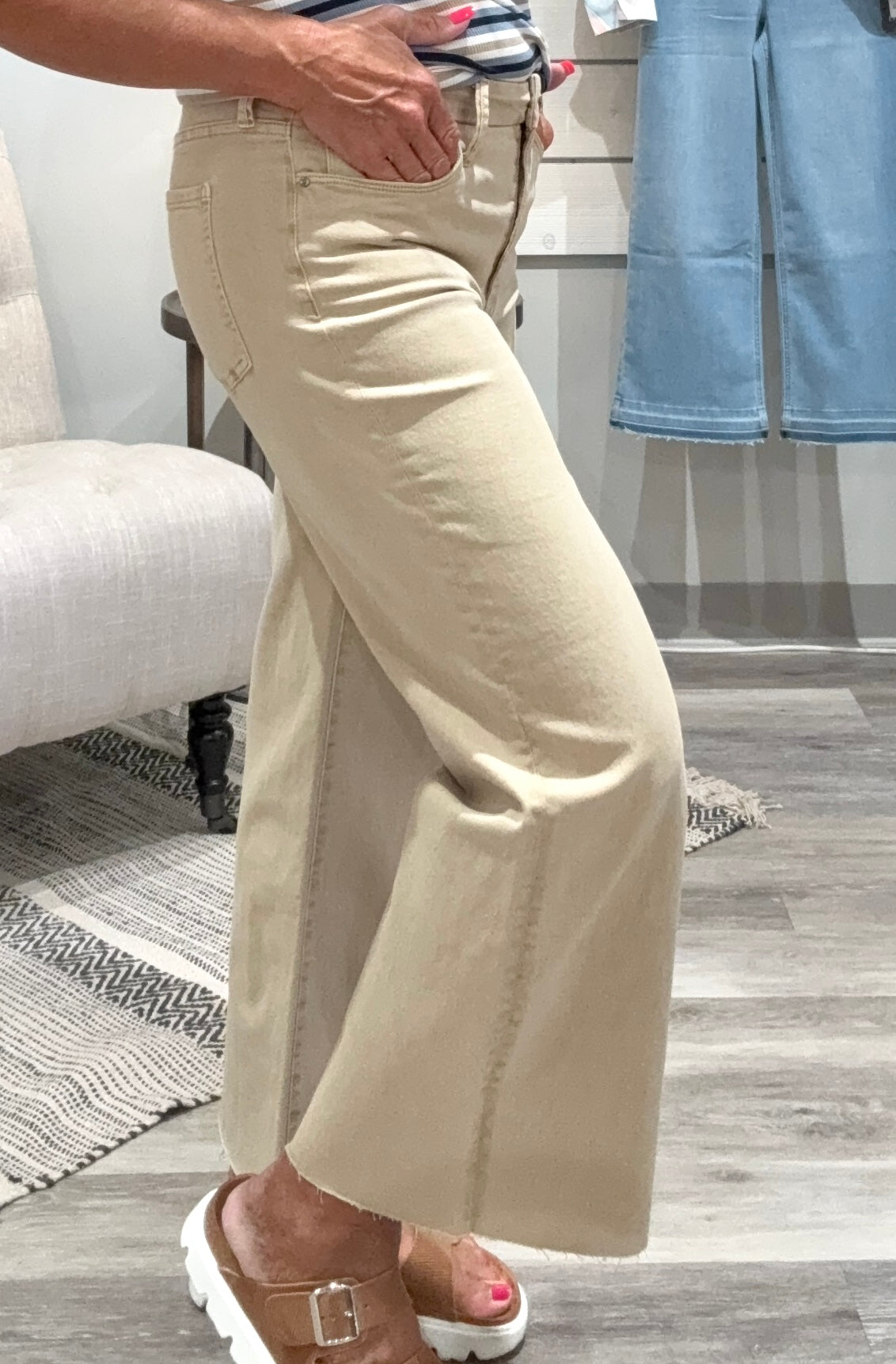 Meg High Rise Fab Ab Wide Leg Raw Hem