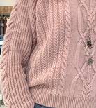 Washed Cable Sweater- rose