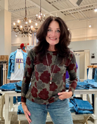 Printed Floral Long Sleeve Crew Neck Top