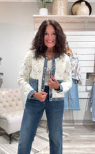 MIX MEDIA CROCHET JACKET WITH DENIM INSERTS