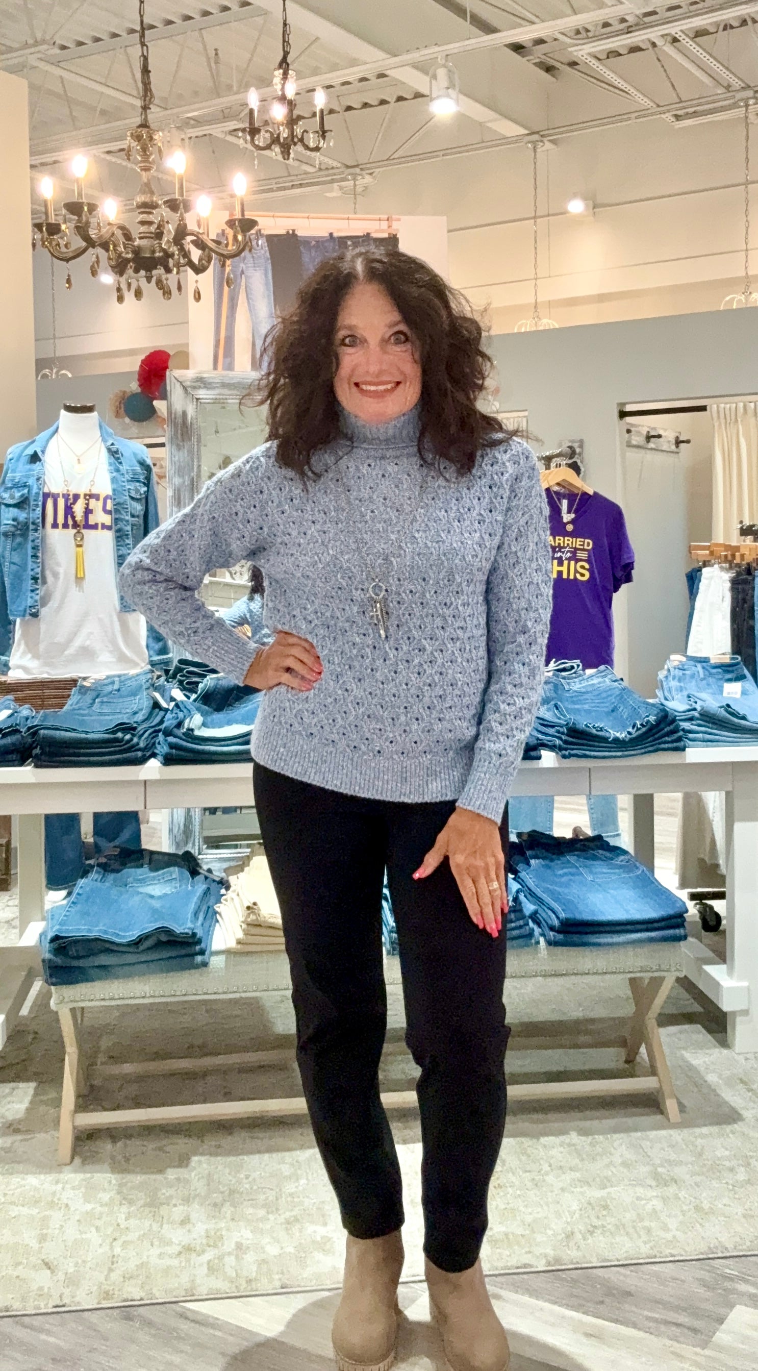 Turtleneck Sweater with Puff Sleeve