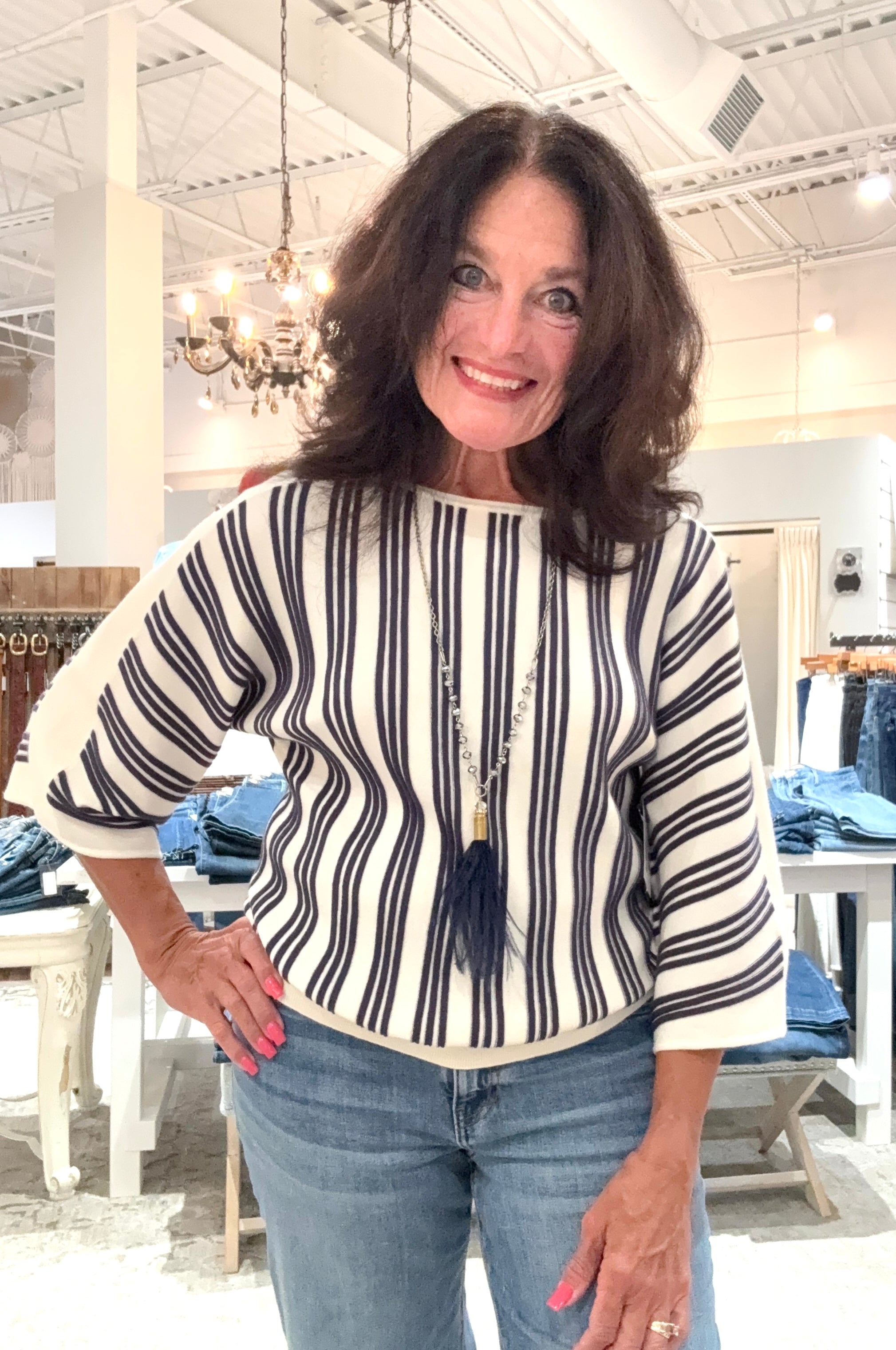 Boat Neck 3/4 Dolman Sleeve Sweater