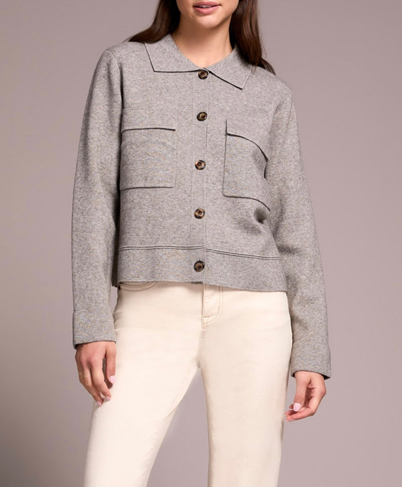 Double Knit Collared Sweater Cardigan
