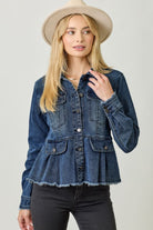 Washed Denim Peplum Jacket
