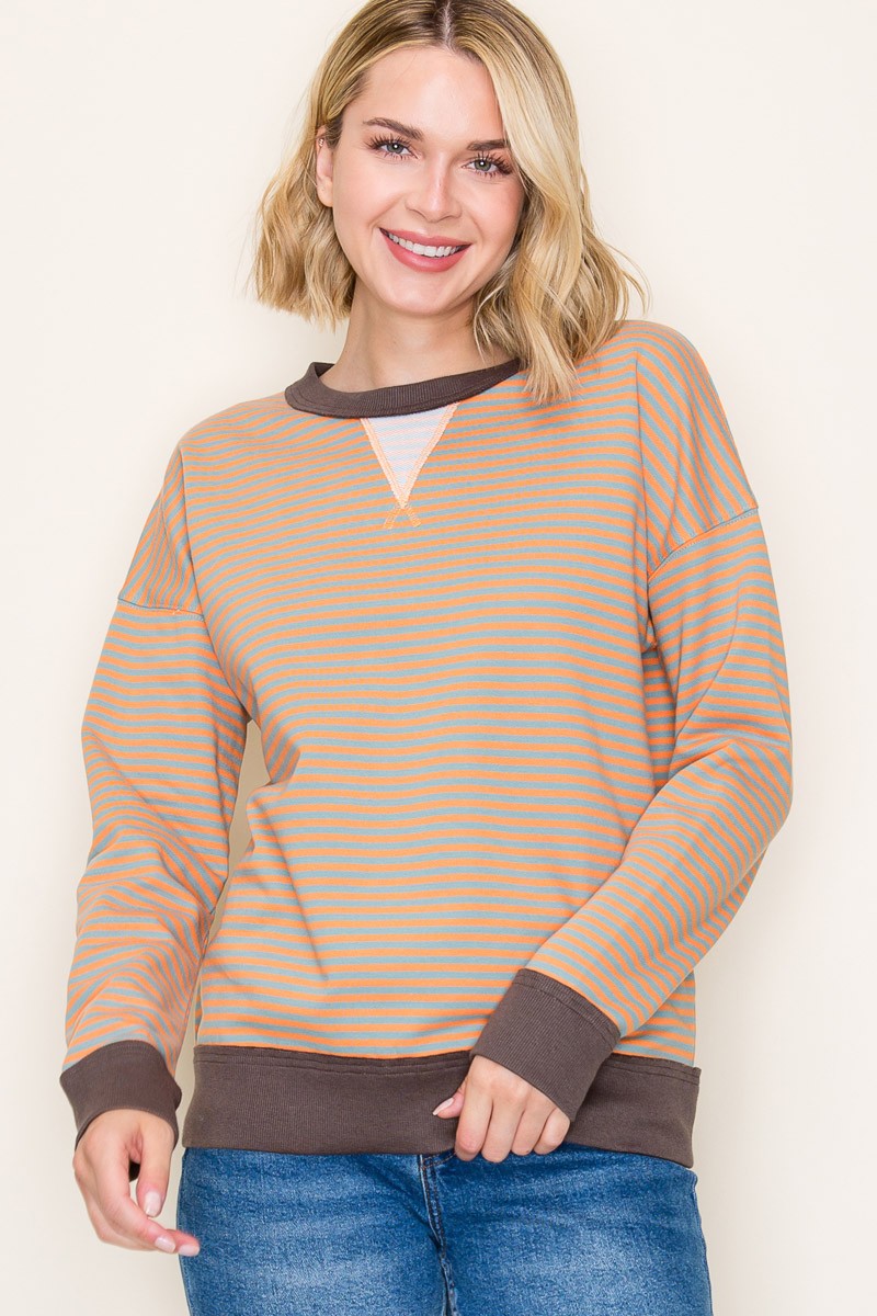 French Terry Pinstriped Sweatshirt