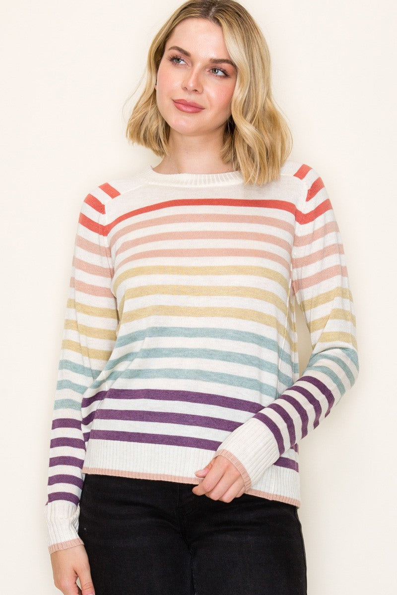 Multi Striped Light Pullover Sweater
