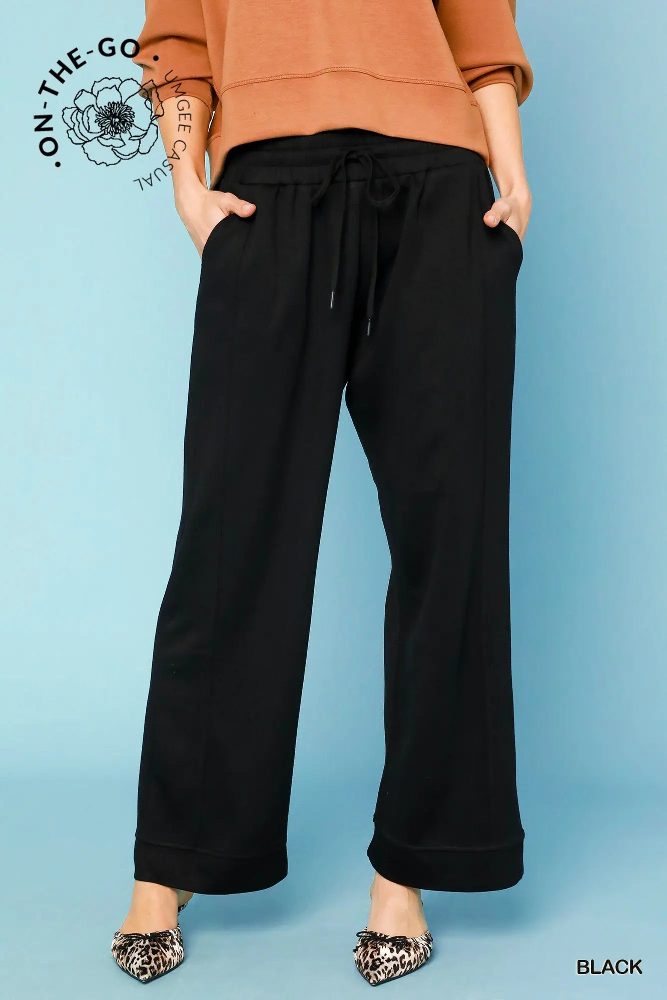 Luxeknit On-The-Go Straight Leg Pants- black