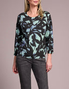 Three-Quarter Sleeve Crewneck Sweater- mint