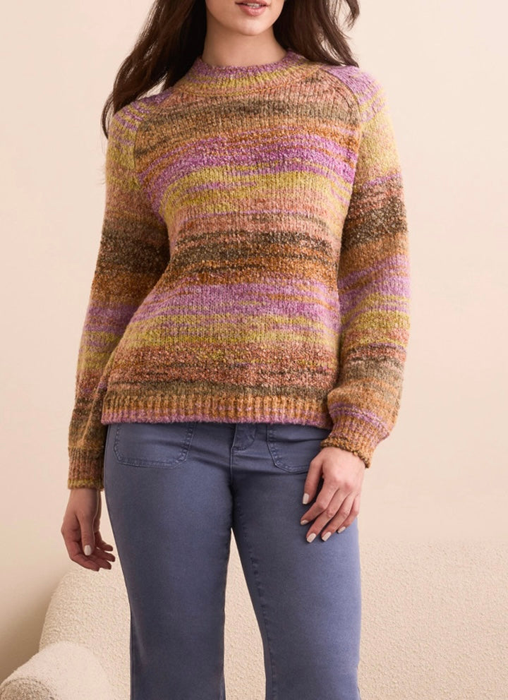 Long Sleeve Mock Neck Striped Sweater