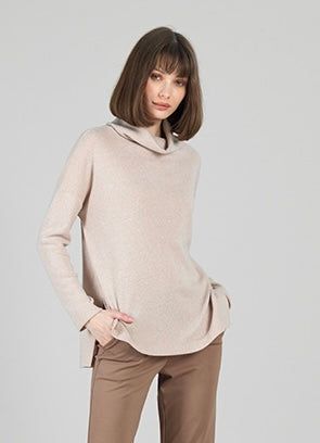 Ultra Soft Faux Cashmere Turtle Neck Tunic Sweater with Side Vents