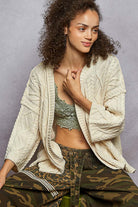 Open Front 3/4 Sleeve Cardigan