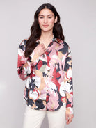 Floral Printed Satin Button-Down Shirt