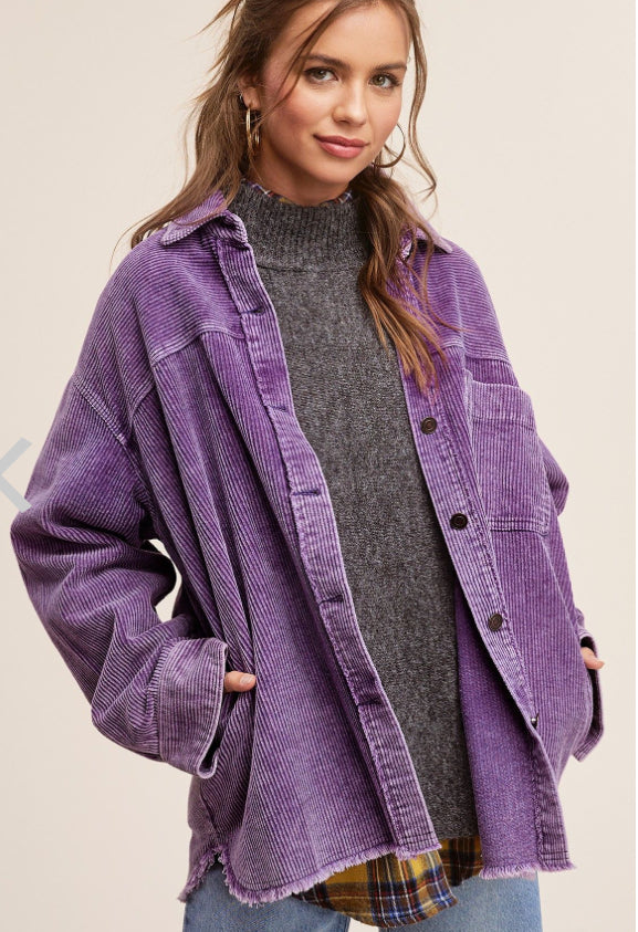 Corduroy Oversized Shacke- purple