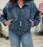JEAN JACKET WITH SWEATER FRIENDLY SLEEVES