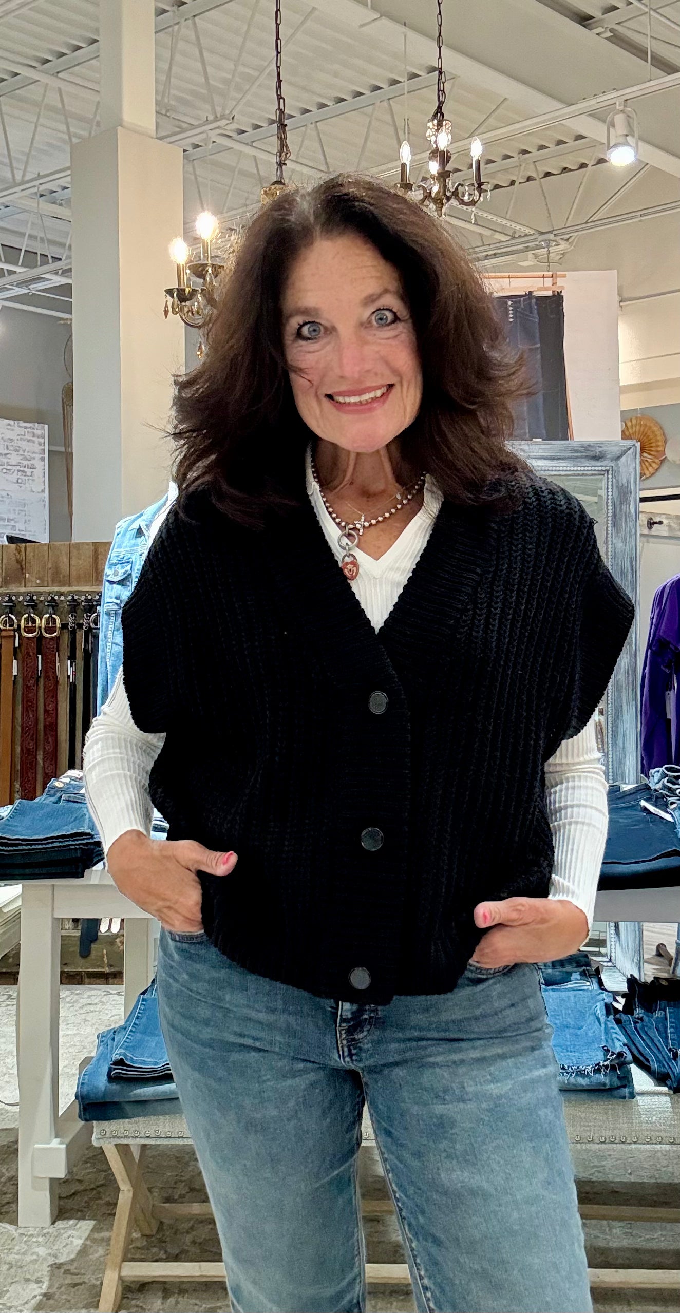 Short Sleeve Button Up Cardigan- black