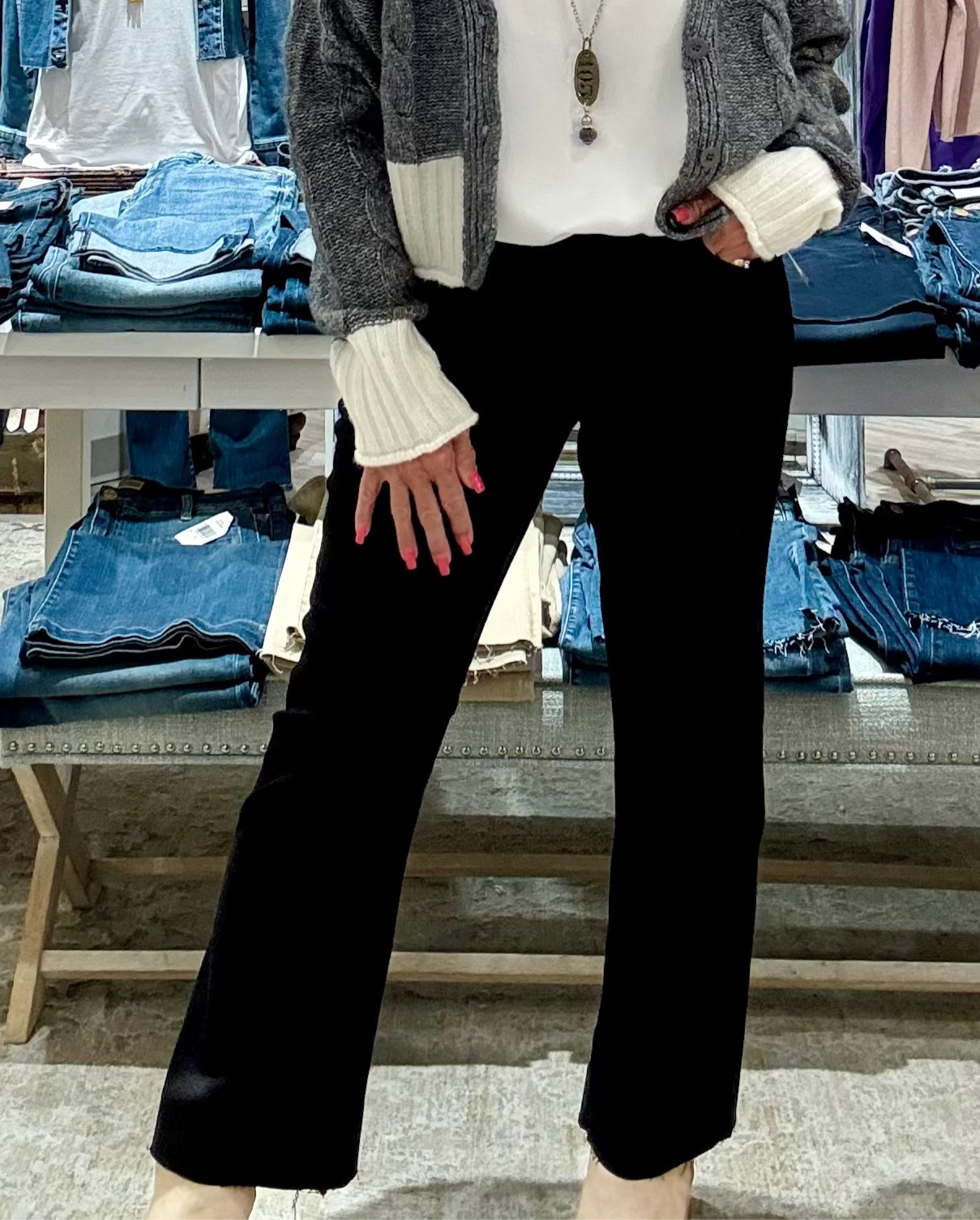 Kelsey Mid Rise Ankle Flare Denim