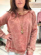Cold Dye French Terry V-Neck Raglan Sleeves Top